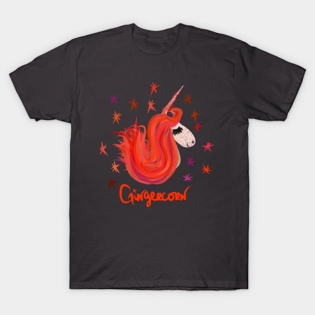 The Adventures of Gingercorn, the Freckled Face, Redheaded Unicorn T-Shirt by Chelsearayne